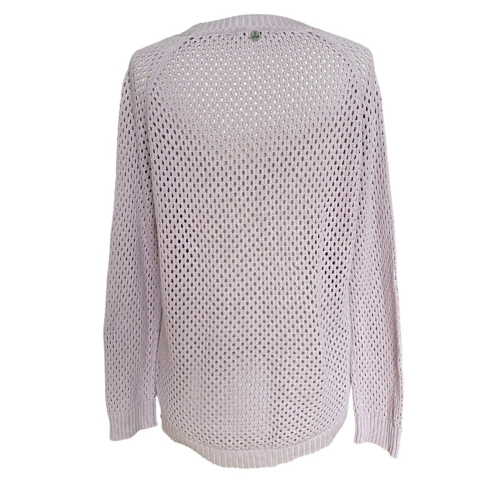 Prana Onward Open Knit Pointelle Sweater Lavender Purple Crochet Organic Cotton - Picture 10 of 14
